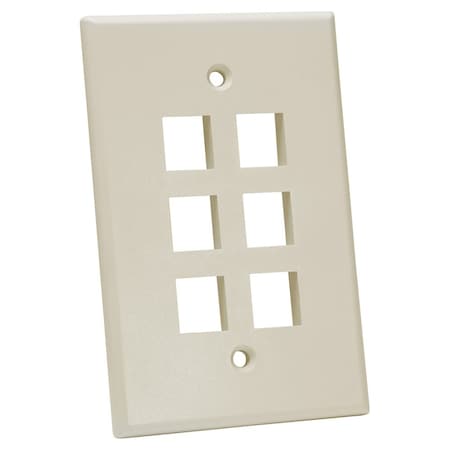 Quest Technology International Oversized Keystone Wall Plate, Single-Gang - 6 Ports, Almond NFP-5069